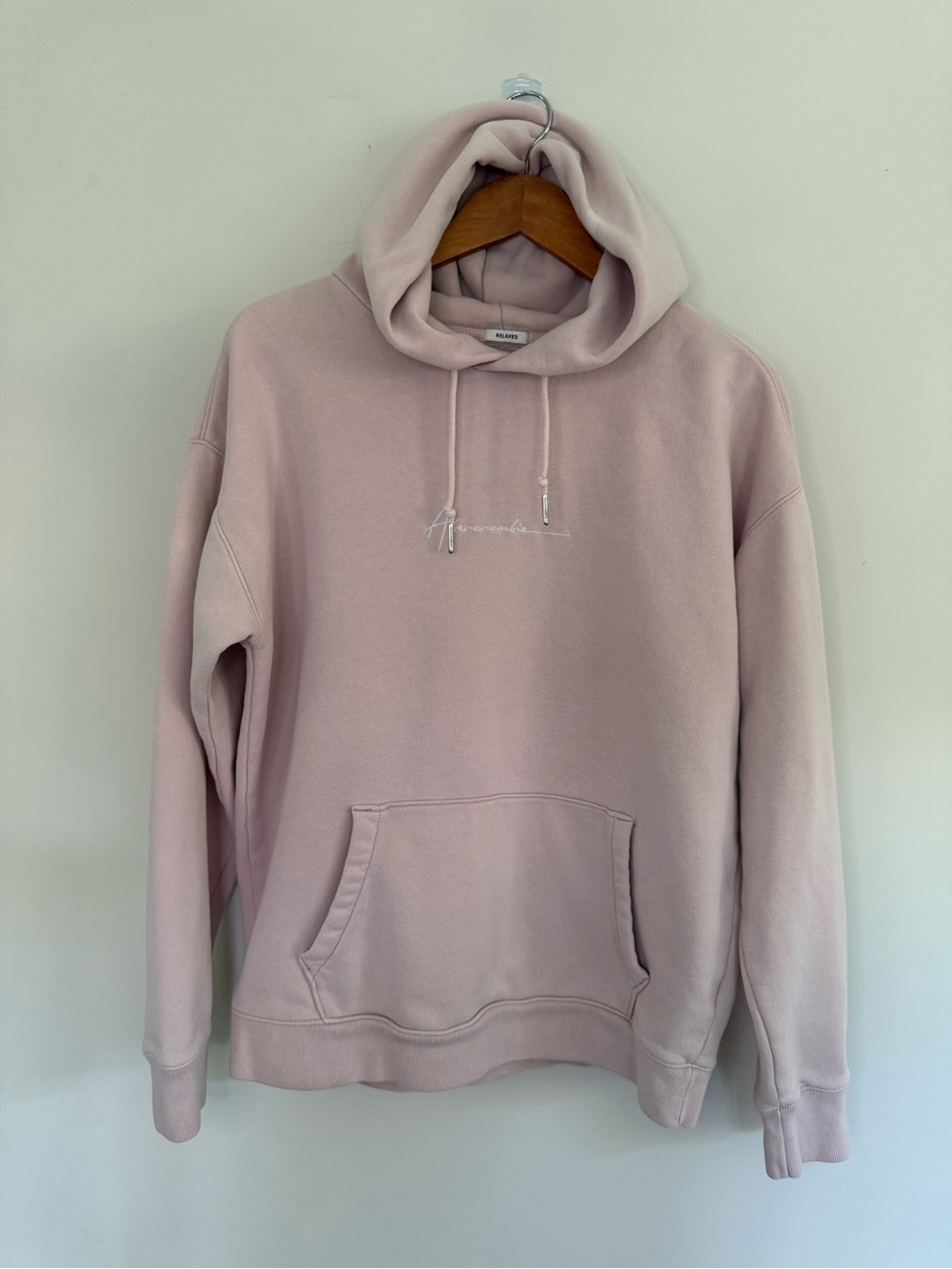 Abercrombie & Fitch Soft A&F Fleece Relaxed Hoodie Pastel Pink Medium M Flawed